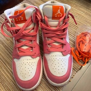 Pink, White Orange Nike Jordans 6Y